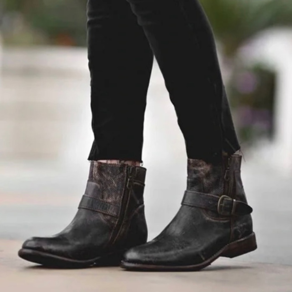 BED|STU Becca Black Lux Leather Ankle Boots